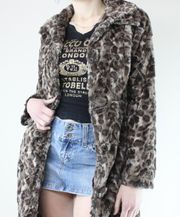 True Grit Grunge Faux Fur Leopard Print Coat