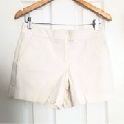 Lynie Twill Stretch Flat Front Chino Ivory White Shorts Size 4