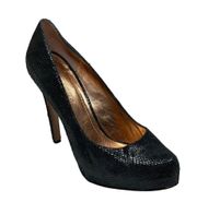 ❁ Parade Snakeskin Embossed Platform Heels Pumps ❁ Shiny Black ❁