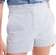 J. Crew Factory Blue & White Striped Seersucker Ruffle High Rise Shorts Sz 8 NEW