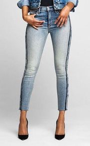 $300  Blue Custom Barbara High Rise Light Wash Jeans In Larkspur ( 28 )