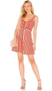 NWT FAITHFULL THE BRAND Le Petite Linen Dress in Tangerine Mazur Stripe