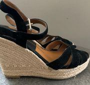 Dolce Vita Espadrille Wedge Suede Sandals Black size 8 Shoes