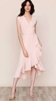 Yumi Kim Santorini Midi Wrap Dress in Blush Size S