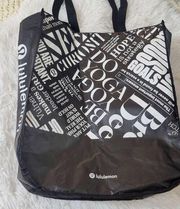 Lululemon Black and White Buttoned Tote Bag