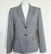 Tahari Arthur S. Levine Houndstooth blazer jacket MEDIUM Beaded Pleated Pockets