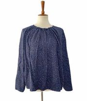 COS Polka Dot Blouse Long Sleeve Pullover Round Neck Blue White Size 4