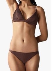 REISS  Raquel-plain pleat bikini bottom dark brown