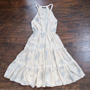Love Sam • Lucy In The Sky dress midi embroidered eyelet tiered beaded cream