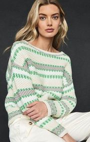 NWT Reiss Anna Pastel Stripe Knit Jumper Sweater Pullover Green White Striped XS