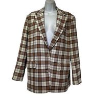 Aritzia M Wilfred Sophia Winslow Brown Soft Check Plaid Blazer Size S