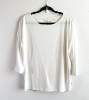 Toad & Co Tee White 3/4 Sleeve Round Neck Top Sz M EUC in Super Soft Modal Blend