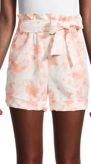 NWT  Tie-Dye ​​Paper Bag Shorts Pink and White TIE DYE Size Medium