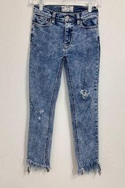 Free People  Acid Wash Great Heights Frayed Skinny