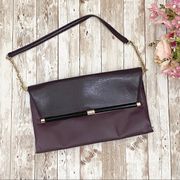 DVF Diane Von Furstenberg Aubergine Plum 400 Envelope Leather Shoulder Bag