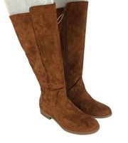 Old Navy Boots Womens 9 Brown Faux Suede Microsuede Tall Knee High Zip New NWT