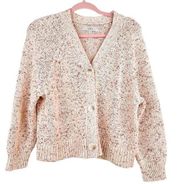 LOFT Cardigan Sweater Marled Pink V Neck
