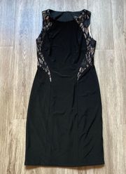 Xscape Black and Nude Lace Bodycon Mini Cocktail Dress Size 6