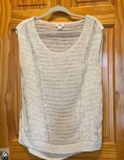 Helmut Lang crochet short sleeve sweater top