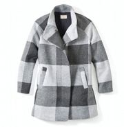 Marine Layer Stephanie Buffalo Check Plaid Cocoon Coat Jacket Grey Size XL