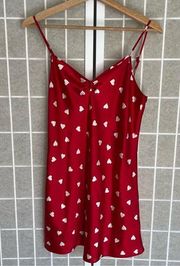 Intimates slip dress nightie night gown Red with white hearts XS