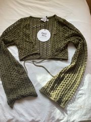 Green Cropped Cardigan