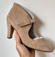 New s Tan Suede Cali Ankle Strap Pump Sz 36 US 6