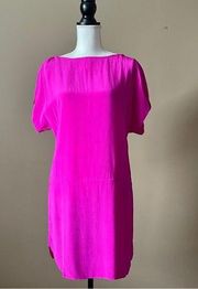 MILLY | Silk Fuchsia Pink Plunging Back Dress Sz 8