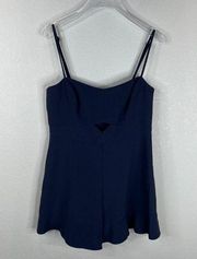 Likely Calhoun Romper Size 10 Navy Sleeveless Cutout Ruffled Hem Crepe Playsuit