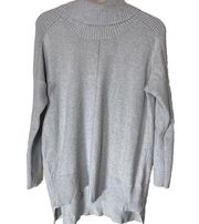 Cable Gauge Womens Grey Turtleneck Sweater Large Tunic Length Knit