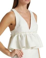 Kimberly NWT  GOLDSON Jah Sleeveless Peplum Top in Ivory. Size Small.