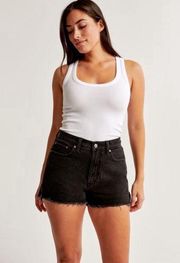 A&F “the mom short high rise curve love” black grey gray denim shorts