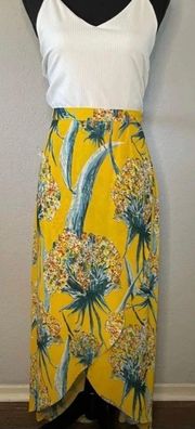 Yellow Floral wrap Over Maxi Skirt 