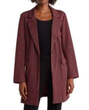 SANCTUARY Womens L Catalina Notch Lapel Plaid Print Coat NEW