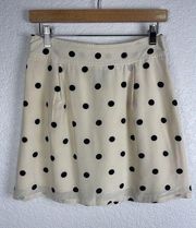 Marc Jacobs Silk Skirt Womens Size 4 Cream Black Polka Dot Preppy MINOR FLAW