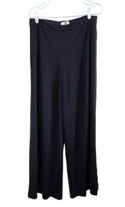 E3 by Etcetera Black Elastic Waist Wide Leg Pants Trousers Slacks Size 8