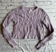 Loose Knit Cropped Sweater Lavender Extra-Small