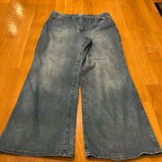 Good American style GSTCK802T Indigo jeans Good Stacked wide leg jeans Size 16