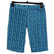 Soft Surroundings Small Bermuda Shorts Floral Mid-Rise Stretch Pocket Blue Green