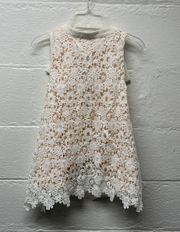 High Neck White Crochet Floral Top