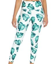 New  White & Green Tropical Contender Compression Ankle Leggings Size M