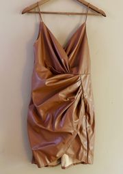 NWT  Brown Faux Leather Mini Dress