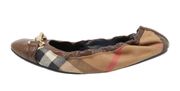 Burberry Heritage House Check Shipley Ballet Flats Tan Brown Size 38