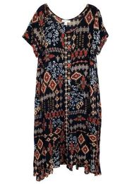 Coldwater Creek Bohemian Embroidered Asymmetrical Midi Dress