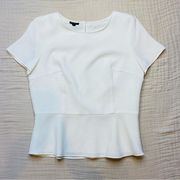 Talbots Peplum Top White Petite Scoop Neckline