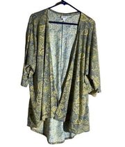 Lularoe Lindsay Duster Kimono Blue Yellow Paisley Size Medium NWT #1652