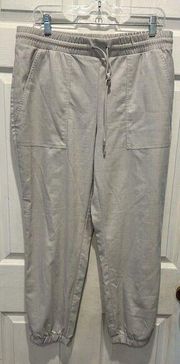 Nine West Gray Elastic Cuff Relaxed Jogger Pant Tie Waist Pockets Women’s Large