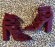 Charlotte Russe  Burgundy Suede Heels Size 8