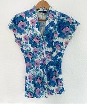 Vintage All That Jazz floral button up blouse size M