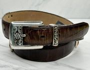 Brighton Vintage Brown Leather Scroll Concho Belt Size Medium M Made in USA